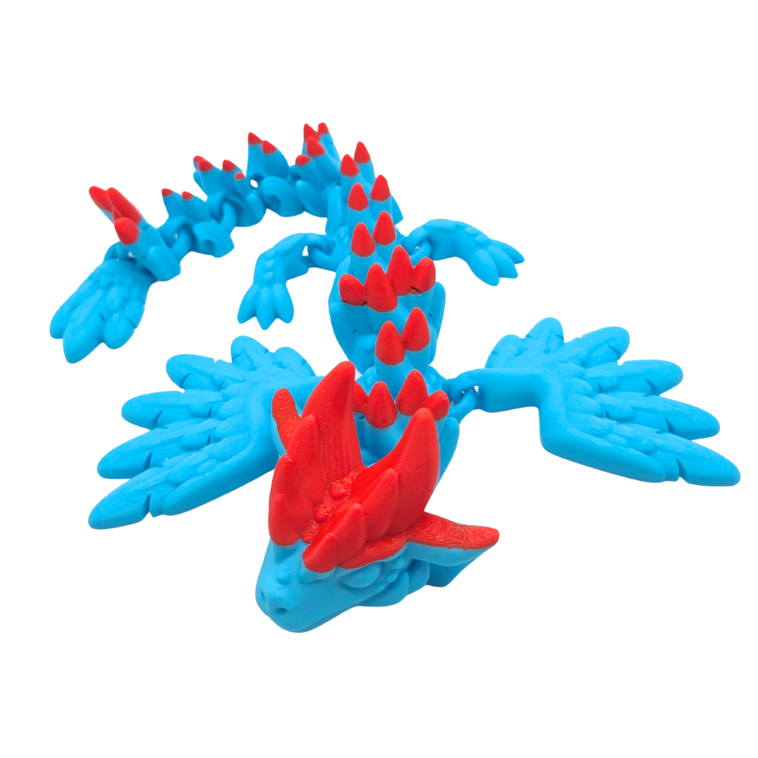 Ein Drache mit einer Feder Optik in zweifarbigen Stil.