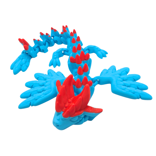 Ein Drache mit einer Feder Optik in zweifarbigen Stil.