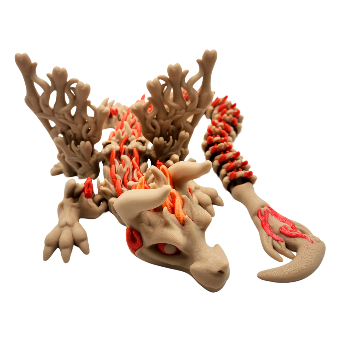 Ein Drache mit Hörnern und Knochen Flügeln