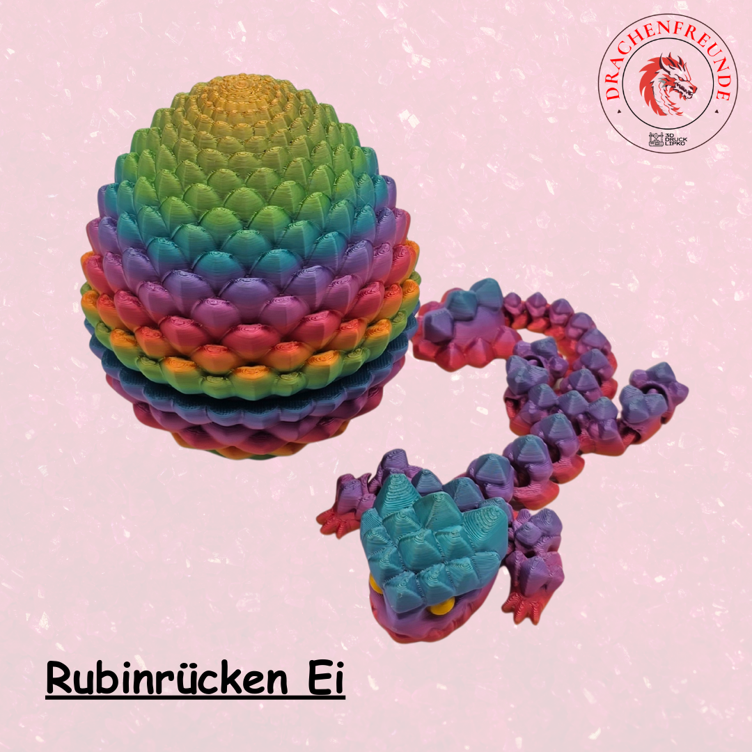 Ein Baby Rubinrücken Drachen in seinem verschraub baren Ei.